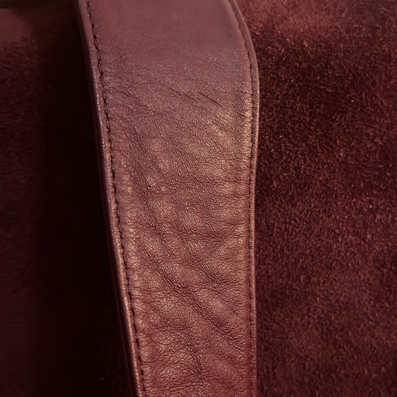 Lord and Taylor Wine Colored Suede Bag with Leather Strap - Picture 2 of 6